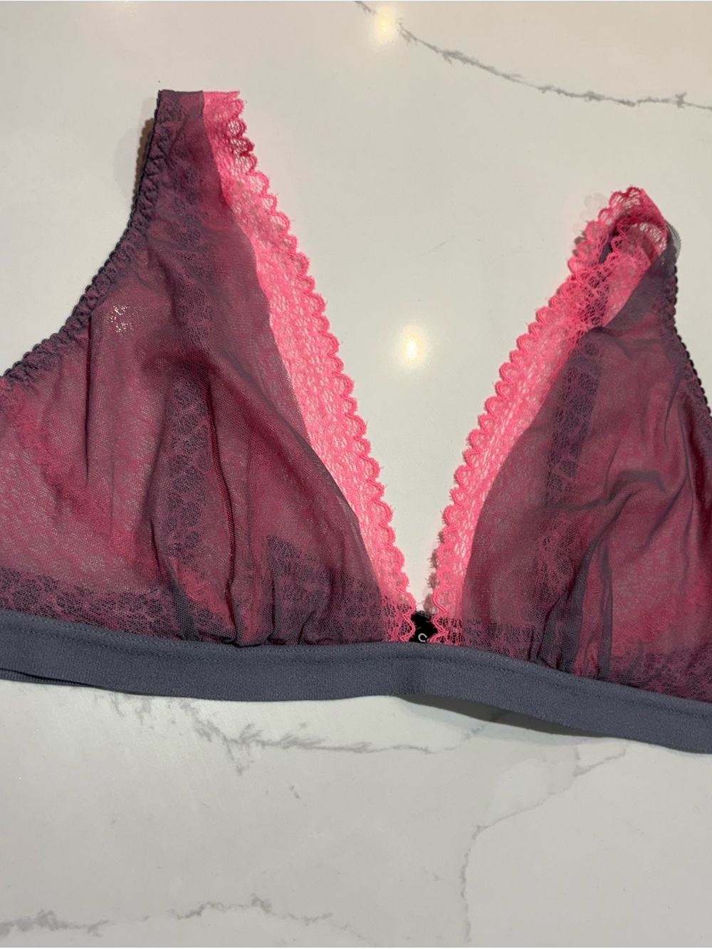 Cosabella Made in Italy Sheer Lace Bralette Pink Gray Size L